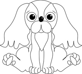 Dog cute character. Vector graphic line  illustration of funny cartoon in trendy flat style. Isolated on white transparent background. china new year, coloring book