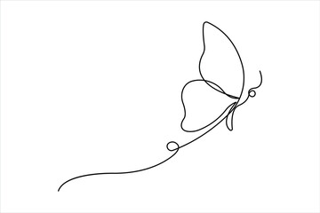 Continuous one line art of butterfly design vector illustration

