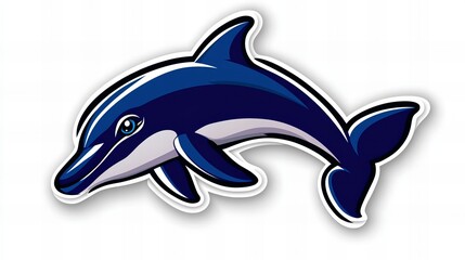 Playful dolphin leaping through water, a vibrant blue and white cartoon illustration.