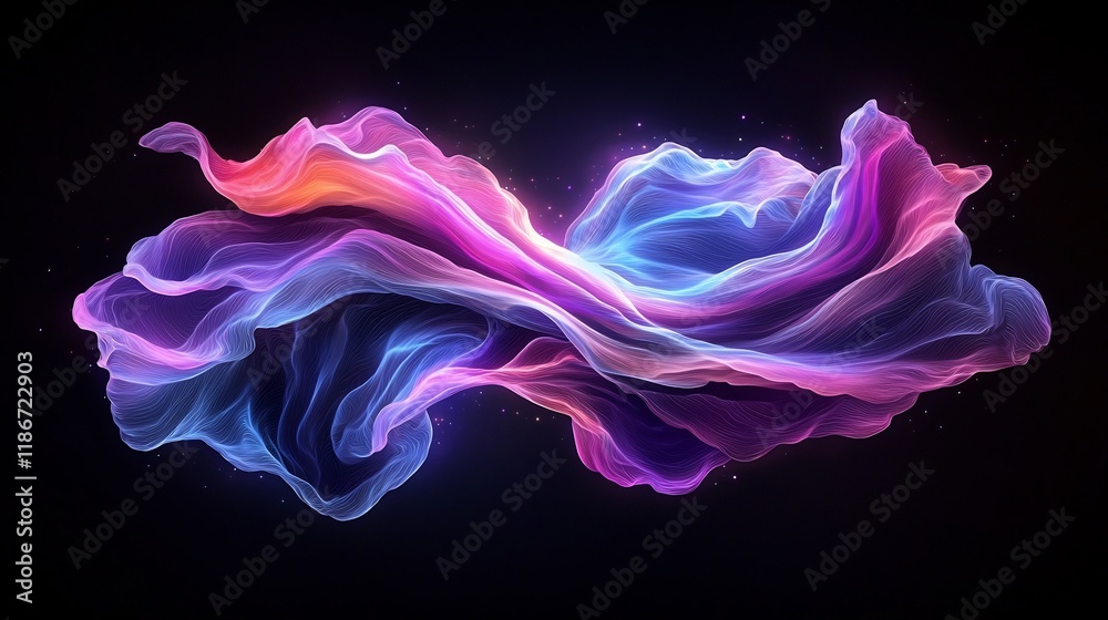 Poster captivating iridescent abstract design with undulating chromatic luminescent patterns visually strik