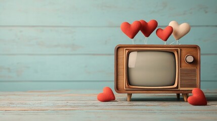 Valentines day vintage tvs in a 90s theme heartfelt decor