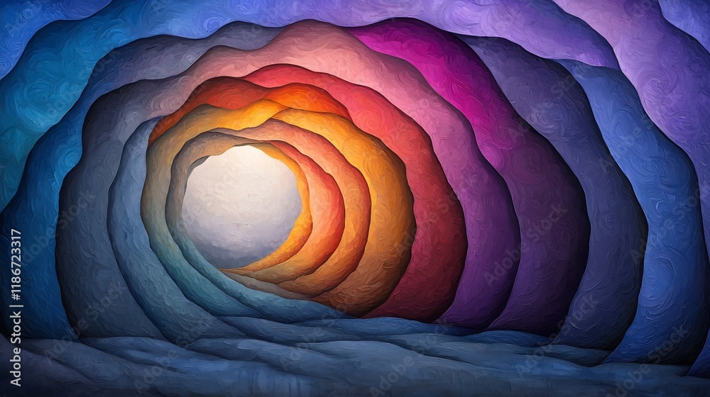 Poster breathtaking abstract design featuring undulating iridescent forms in a visually stunning and shimme
