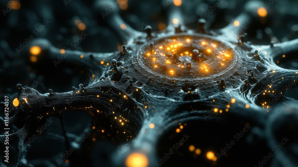 Leinwandbilder detailed 3d visualization of virus structure showcasing capsid and rna strands with molecular glowin