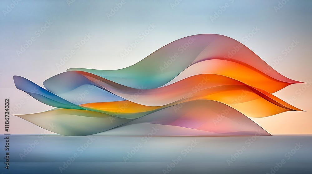 Poster breathtaking abstract design featuring undulating iridescent structures in a visually captivating sh