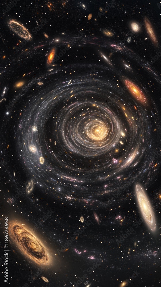 Wall mural galaxy in the universe with copy space vertically 9:16