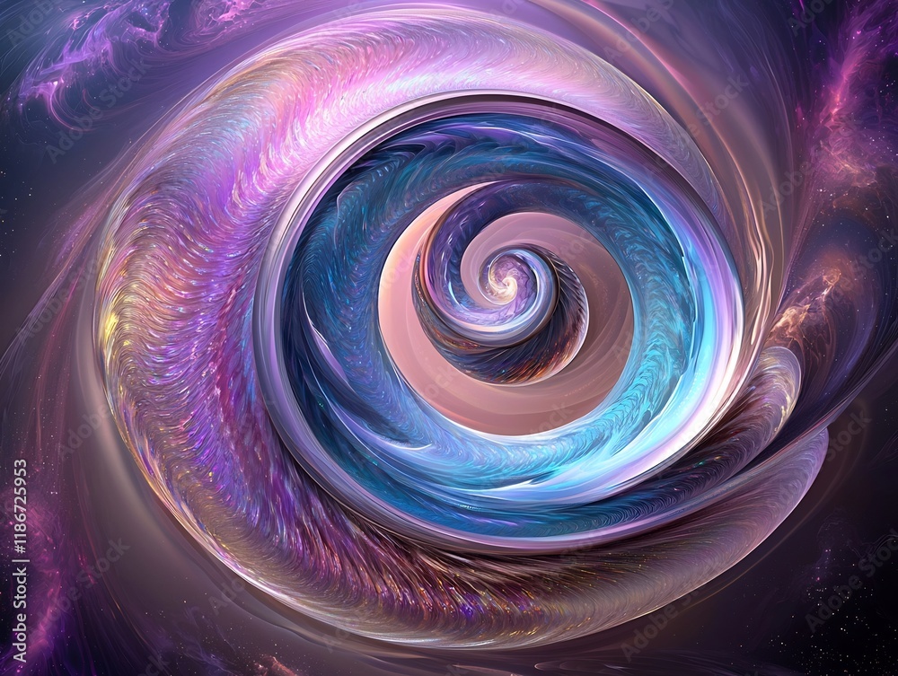 Poster mesmerizing swirling shapes in an iridescent prismatic composition with intricate fractal patterns v
