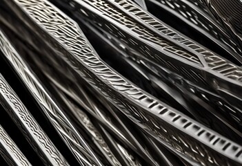 Obraz premium dynamic close textured steel elements showcasing depth intricacy bold metallic design engaging visual appeal, background, surface, industrial, finish