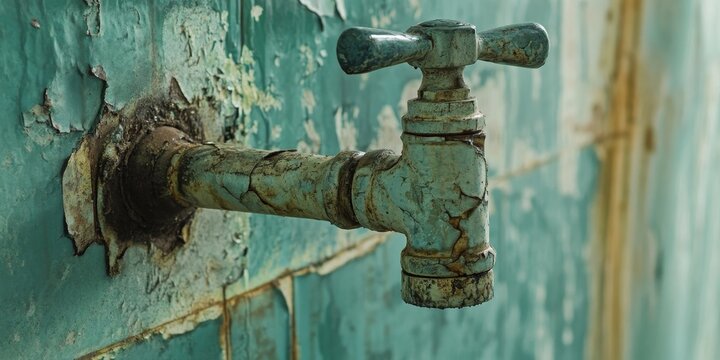 The broken water faucet is no longer in use, highlighting issues related to maintenance and functionality. This situation with the broken water faucet calls for repair or replacement.