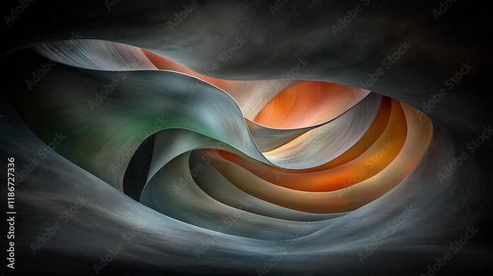 Poster Mesmerizing Surreal Iridescent Structures Floating in a Visually Captivating Void   Breathtaking abstract design with undulating shimmering display and visual by style