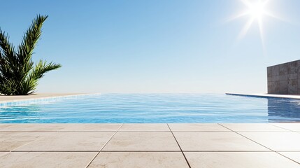 Fototapeta premium Serene Infinity Pool Summer Vacation Luxury Resort Relaxation