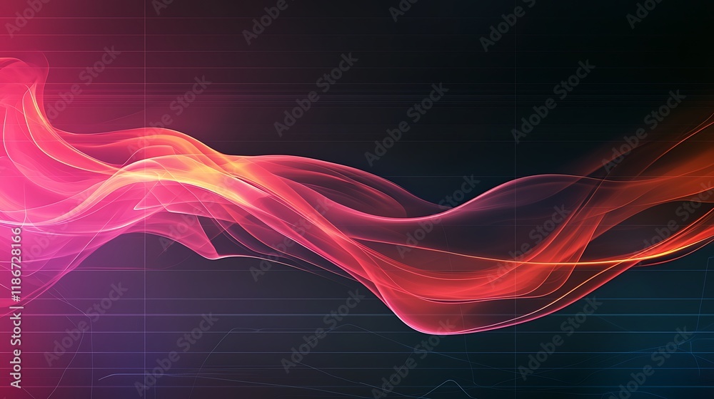 Poster captivating blend of swirling abstract forms in vibrant colors and ethereal light effects for use in