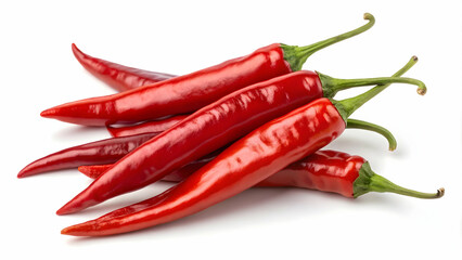 Red Chili Peppers on White Background