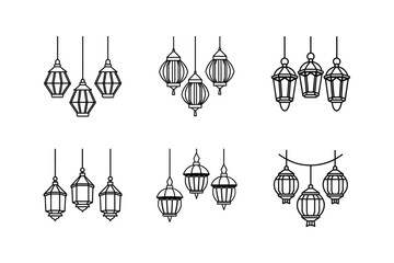 hanging lanterns illustration vector