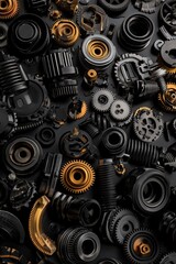 Mechanical parts on a dark background