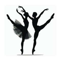 Silhouettes vector illustration of ballet dancers ballerinas beauty dancing.