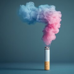 Vibrant Neon Hued Smoke Cloud Emanating from a Cigarette
