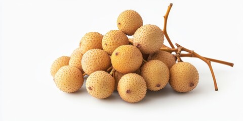 Fresh longan displayed against a clean white background, highlighting the vibrant appearance and texture of fresh longan fruit, perfect for showcasing the appeal of fresh longan.