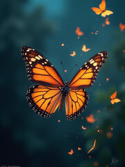 Fototapeta premium Butterflies Flying Out Of Darkness Represent Hope And Freedom, Symbolizing Optimism In The Face Of Adversity. 00002