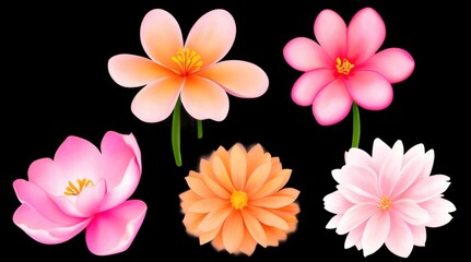 Fototapeta premium Vibrant Floral Elements with High Detail in Botanical Design for Creative Projects
