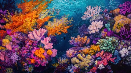 Naklejka premium Vibrant Underwater Coral Reef Ecosystem