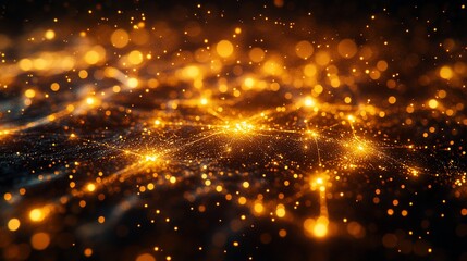 Obraz premium Golden Lights Network Abstract Background Design