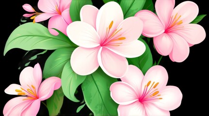 Fototapeta premium Vibrant High-Detail Floral Botanical Illustration with Lush Green Leaves