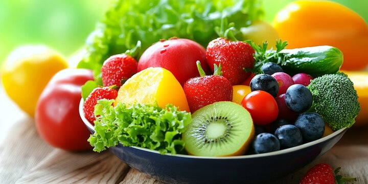 Diet and healthy lifestyle for weight loss through exercise is essential. Fresh fruit salad and vegetables promote a weight loss diet and contribute to a healthy lifestyle. Prioritize a balanced diet.