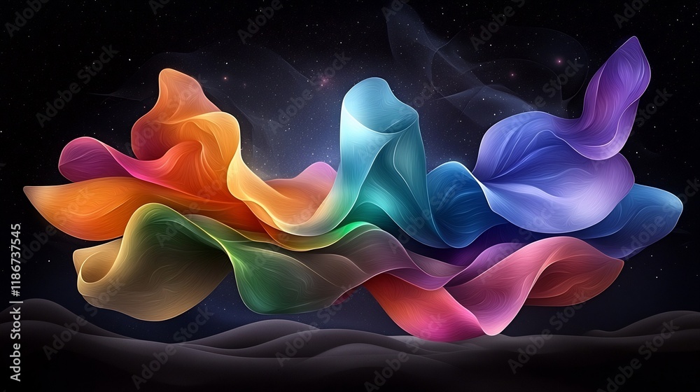 Poster captivating abstract featuring a visually stunning and shimmering composition of flowing iridescent 