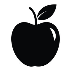 Apple Icon Design - Black Fruit with Leaf Illustration