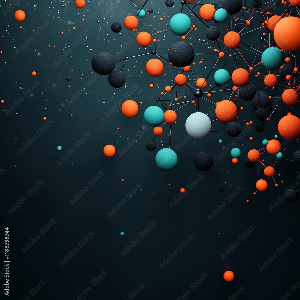 Poster captivating abstract visual representation of an interconnected global network of digital nodes and 