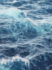 Obraz premium Pure blue turquoise water texture of the ocean sea with foam and waves