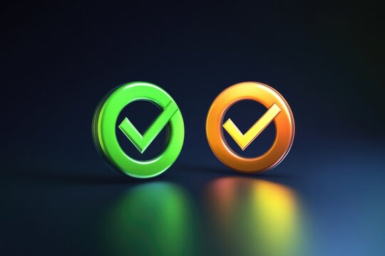 Two buttons with a check mark icon