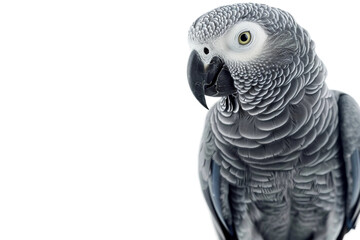 Obraz premium African Grey Parrot Showing Distinctive Grey and Red Feathers Isolated on Transparent Background