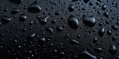 Water drops on black glass create a captivating design that enhances any overlay layer. This striking background features intricate details of water drops on black glass for stunning visual impact.