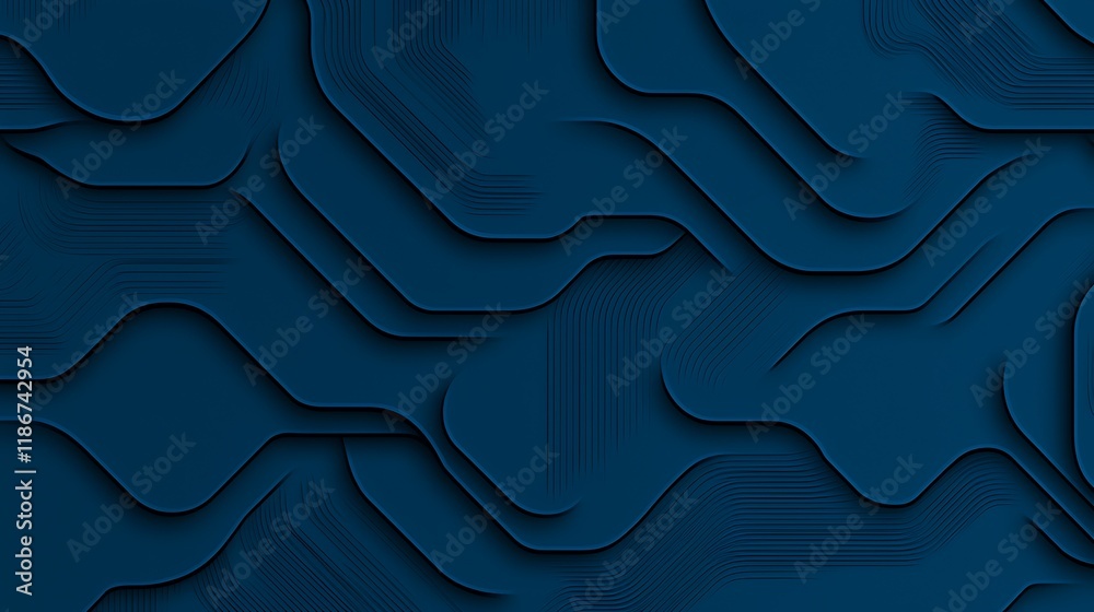 Poster abstract seamless pattern featuring overlapping geometric shapes in various shades of blue with smoo