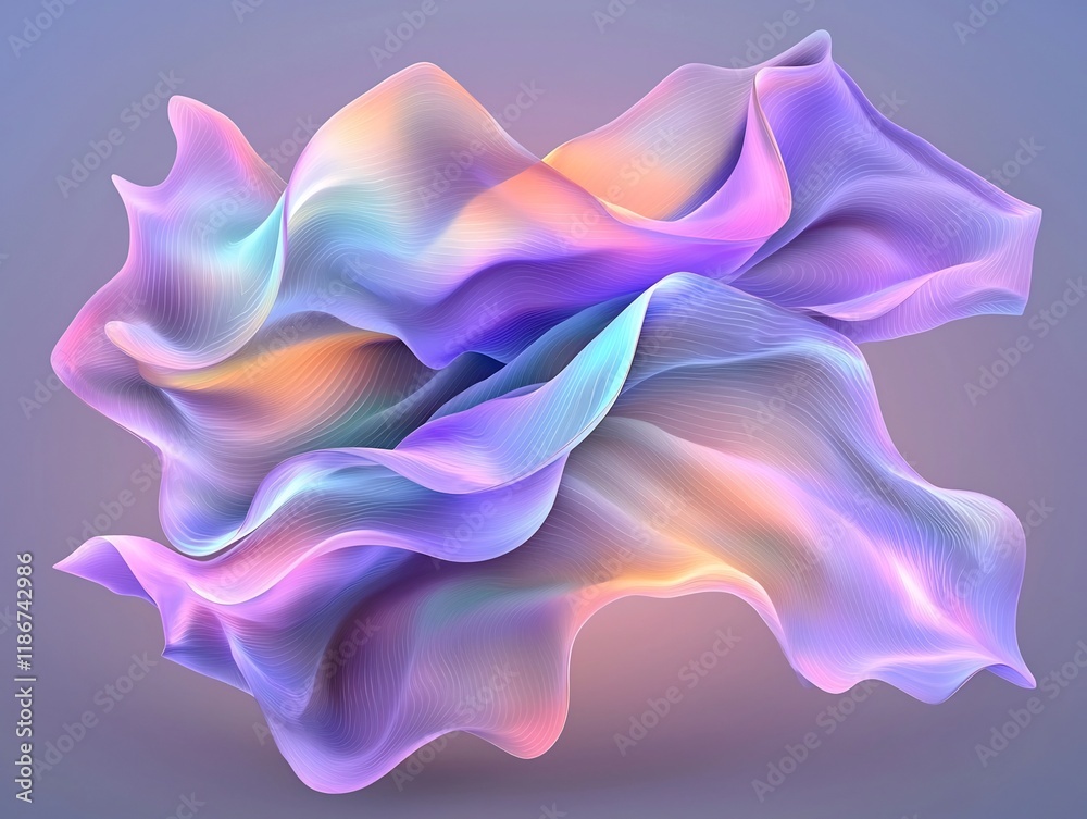 Poster captivating iridescent dreamscape undulating dynamic violet and azure forms create a mesmerizing vis