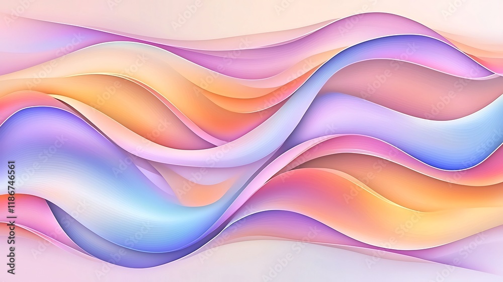 Poster mesmerizing iridescent wavy patterns forming a captivating ethereal digital dreamscape with vivid sh