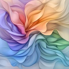 Obraz premium Captivating Ethereal Iridescent Prismatic Wave Like Abstract Digital Painting with Vibrant Gradient Backdrop Mesmerizing Impressionistic Floral Landscape in Tranquil Nature Inspired Tones