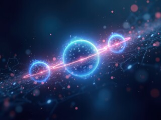 Obraz premium Exploring the depths of quantum computing through visual representation of particles and their interactions in a digital universe