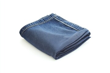 A single folded pair of jeans on a clean white background, ideal for use in fashion or textile design projects