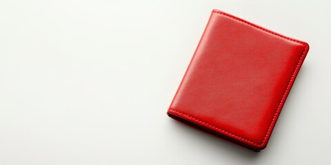 Fototapeta premium Isolated red wallet on a clean white background, showcasing the vibrant design of the red wallet. The red wallet stands out clearly in this simple yet eye catching image.