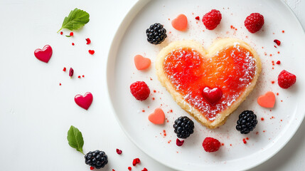 Valentine's breakfast with chocolate crepe with strawberries