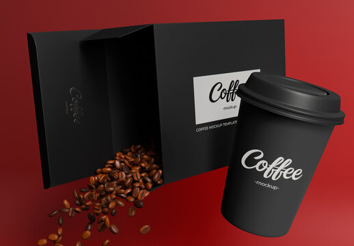 Coffee Box And Cup Mockup