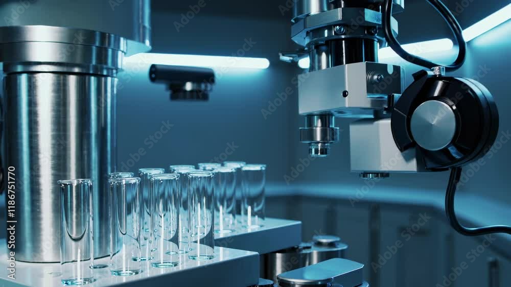 Leinwandbilder precision machinery conducts experiments with test tubes in a high-tech laboratory setting