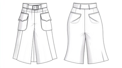 Front and back views of women's pants, useful for fashion or lifestyle content