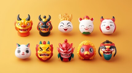 A Colorful Collection Of Festive Asian Masks