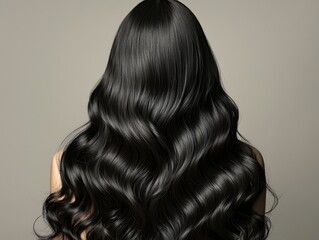 Beauty brunette girl with long and shiny wavy black hair . Beautiful woman model with curly hairstyle