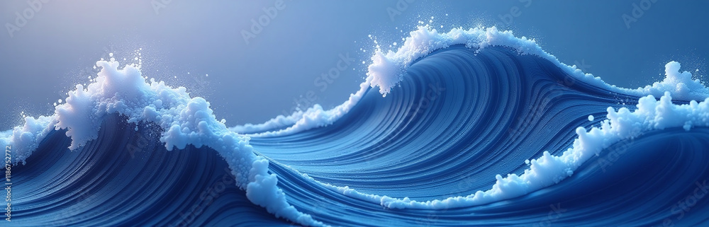 Poster Beautiful Wave Design With Satin Finish Is Created By Artificial Intelligence For Use As A Background Banner Or Fabric Pattern. 00001