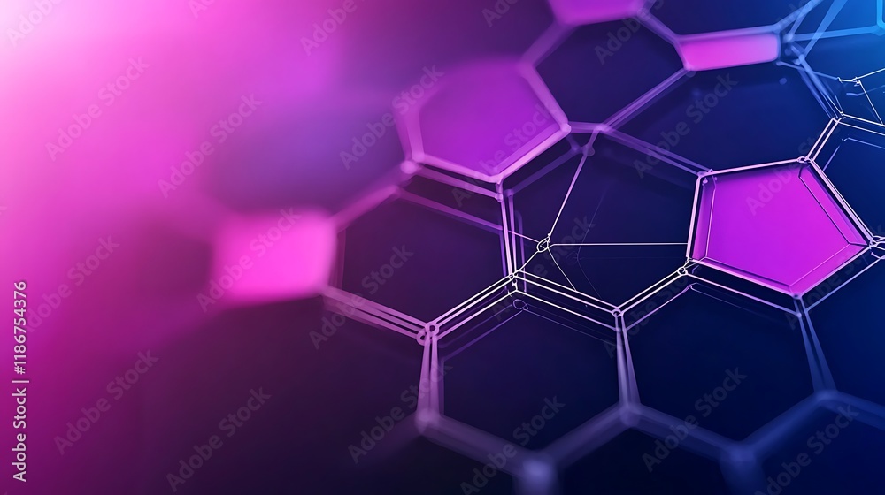 Poster abstract representation of artificial intelligence with geometric shapes and dynamic colors in a fut