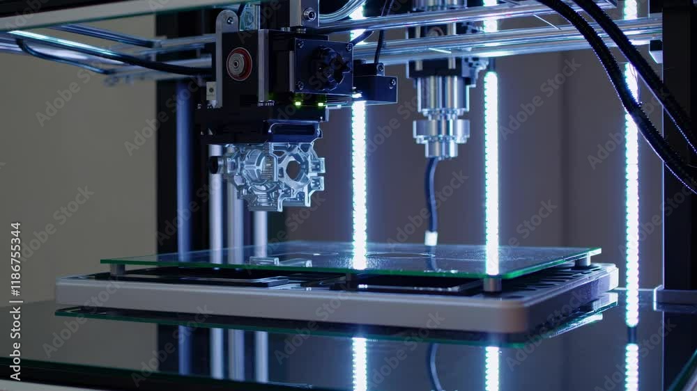 Poster High precision 3D printing process with advanced technology in action at a state-of-the-art manufacturing facility